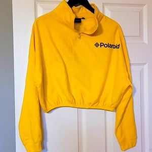 Polaroid Yellow Crop Top Sweat Shirt